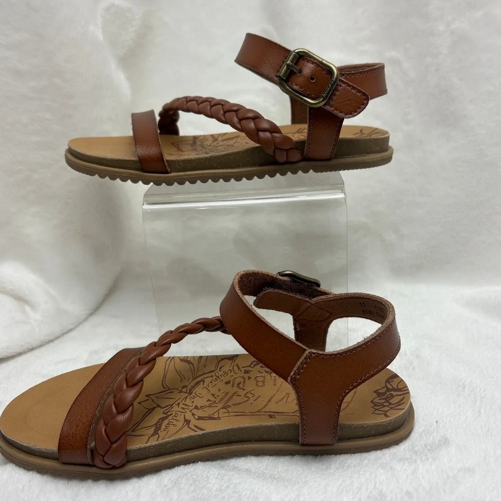 Blowfish Malibu Kids 11 Brown Braided Strap Sandals Boho Beach Summer Resort Fun
